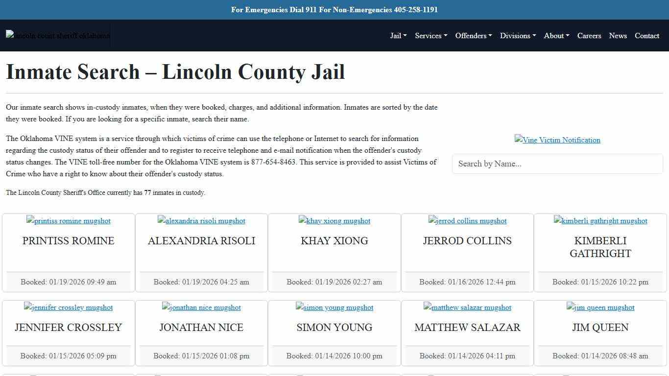 Inmate Search | Lincoln County Sheriff's Office